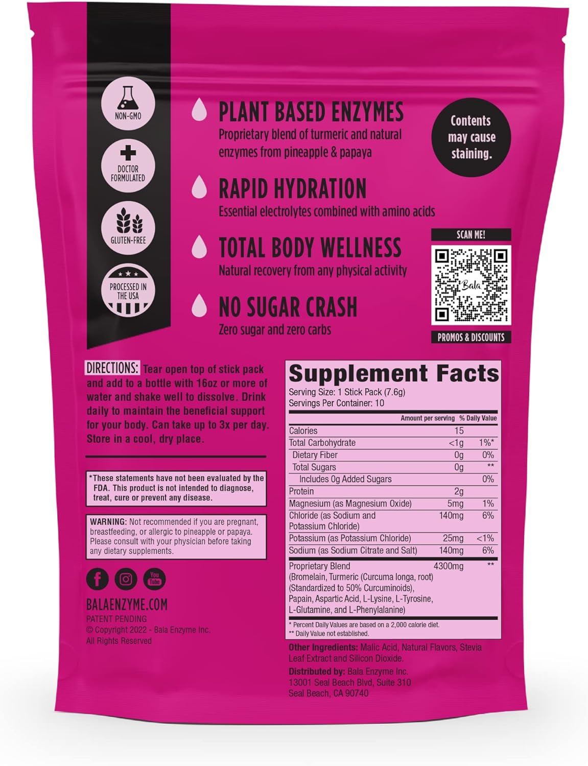 Bala Electrolyte Berry Hydration Sticks, Pack of 8