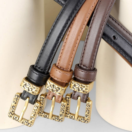 Skinny Leather Belt with Buckle