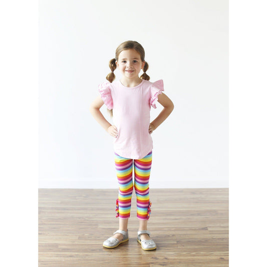 Rainbow Button Ruffle Capris