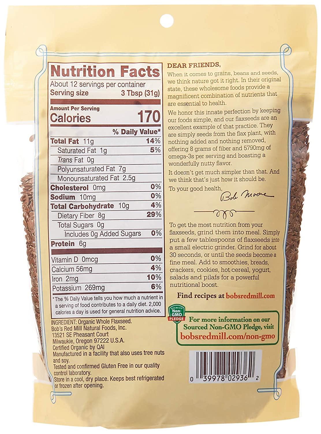 Bob's Red Mill Organic Brown Flaxseeds, Gluten-Free, Case of 4 x 13 oz
