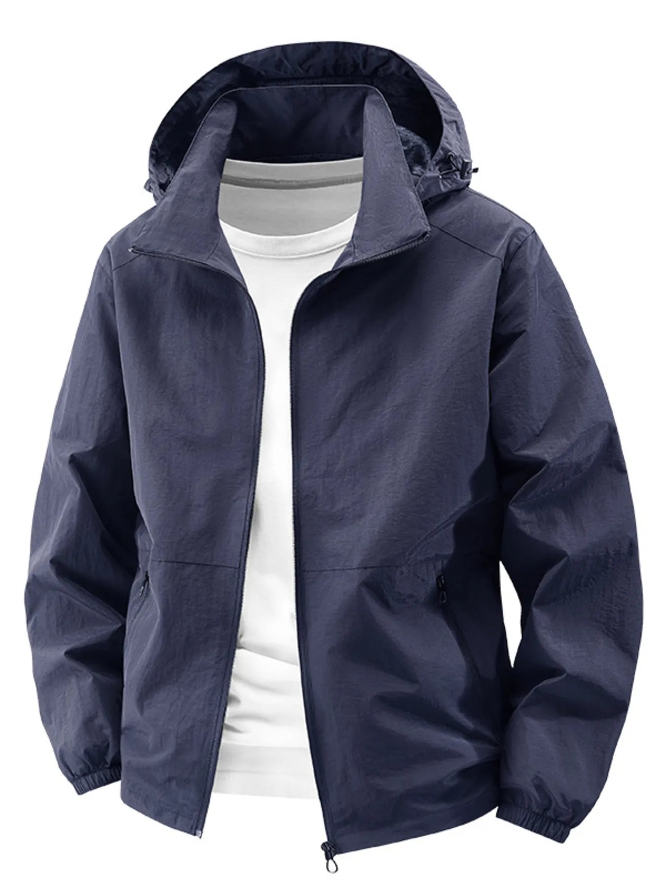 Men's Plus Size Lightweight Hooded Windbreaker Jacket