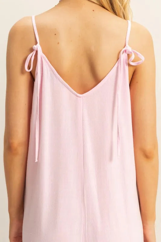HYFVE V-Neck Pocket Detail Side Tie Hem Romper