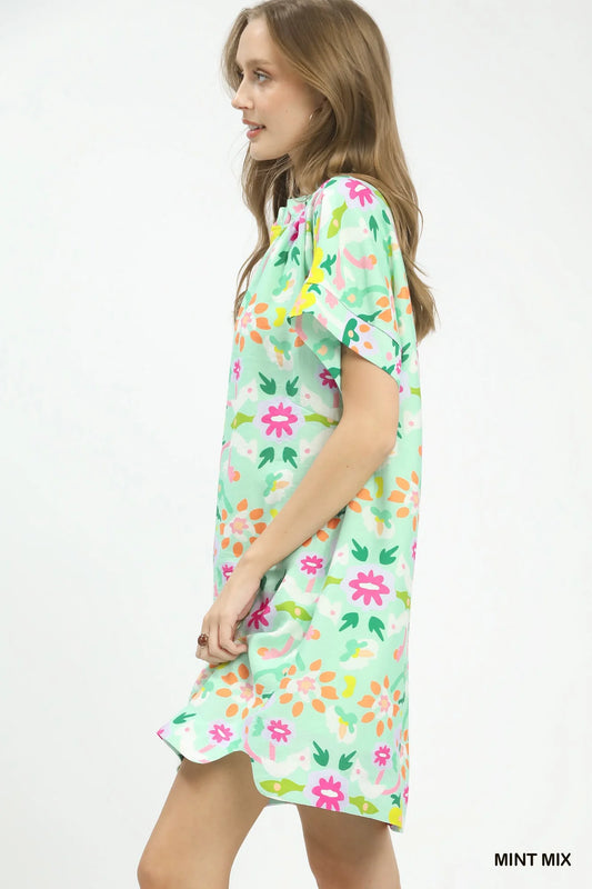 Umgee Abstract Floral Shift Dress