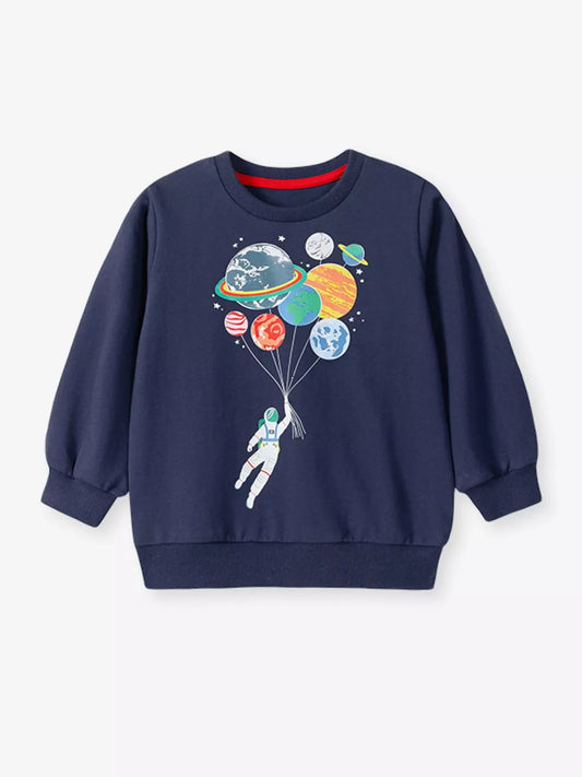 Children's Astronaut Planet Graphic Crew Neck Sweatshirt