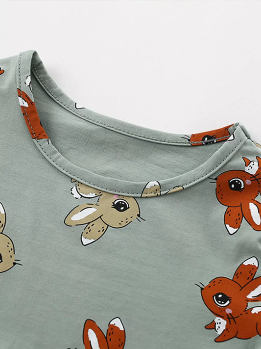 Children's Cute Cartoon Print Tiered Dress