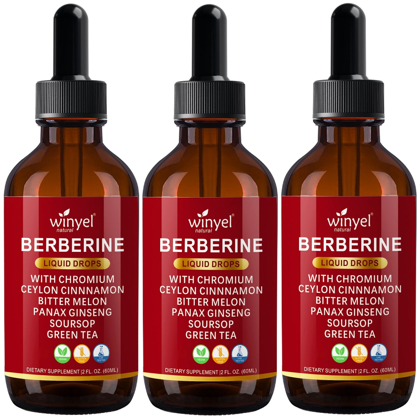 Organic Ceylon Cinnamon Berberine Liquid Drops Supplement With Bitter Melon Extract, Glucomannan, Gymnema, Chromium, Turmeric, Organic Panax Ginseng