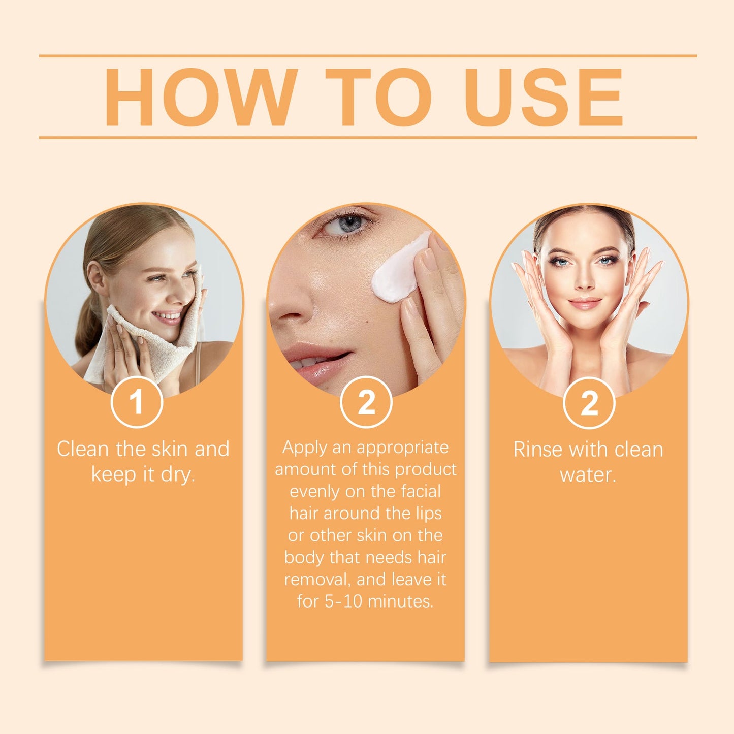 OUHOE Body Facial Hair Removal Cream, Gently Cleanses And Moisturizes Smooth Skin Without Irritating Hair Removal Cream