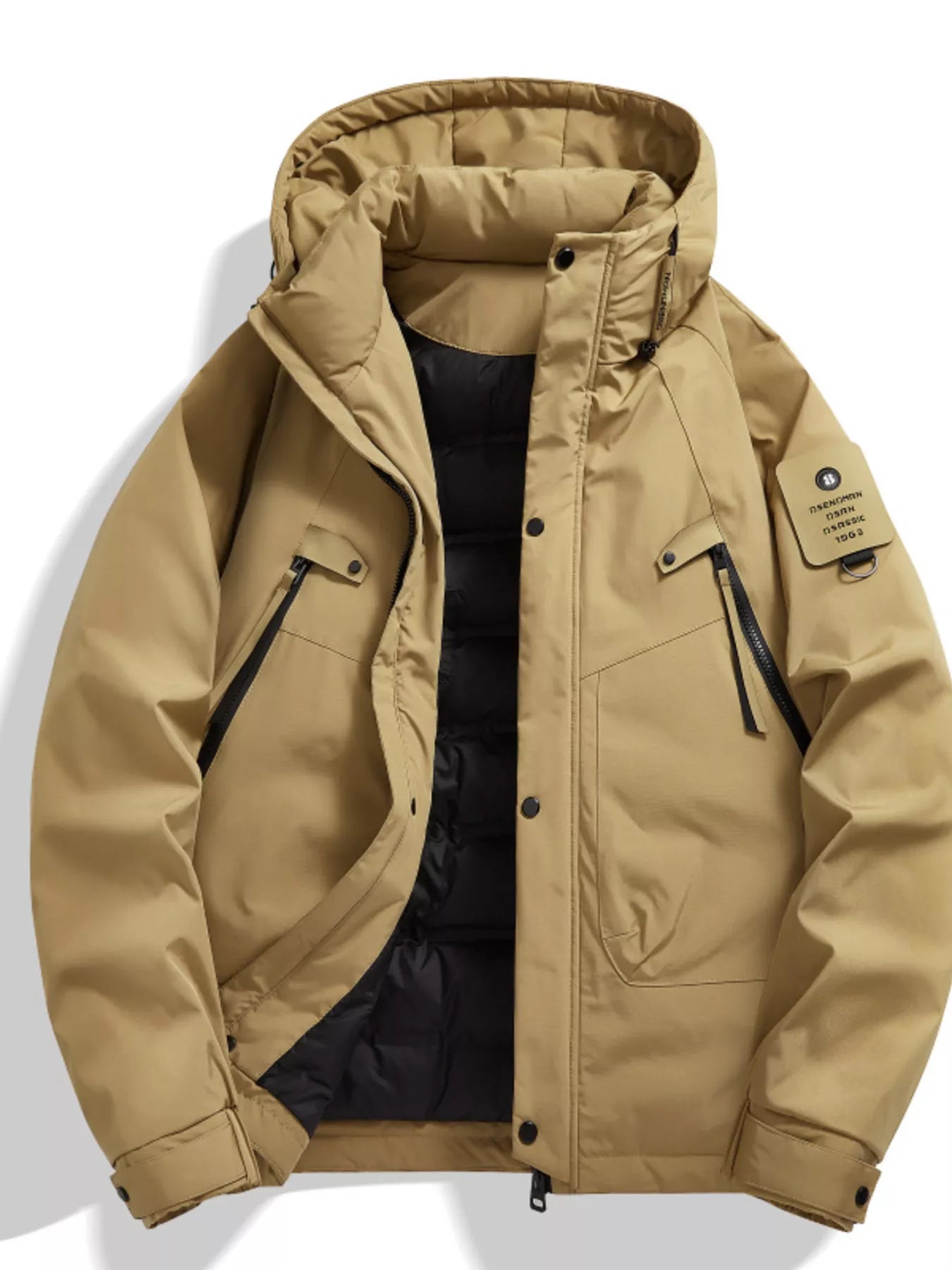 Men's Plus Size Hooded Snap Down Jacket