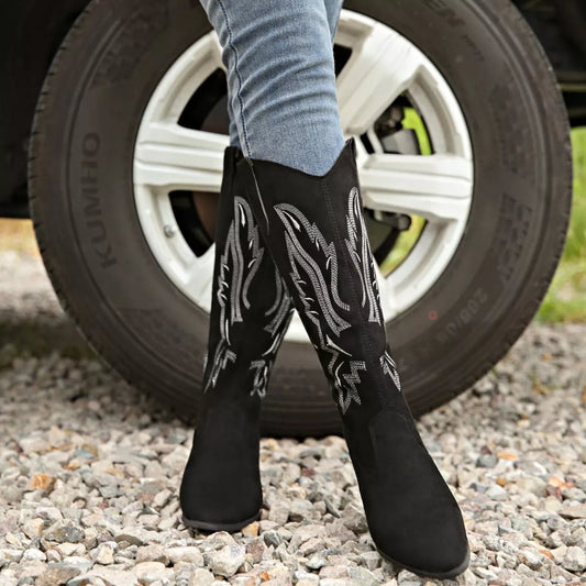 Point Toe Block Heels Boots