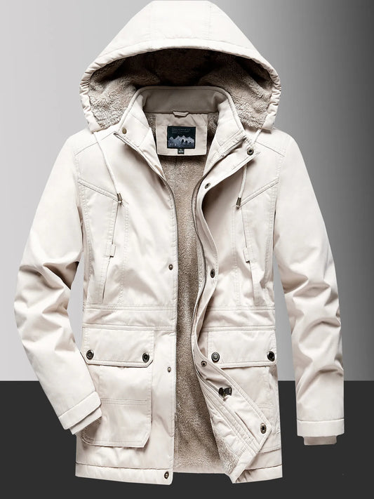Men's Plus Size Fleece Lined Hooded Winter Coat
