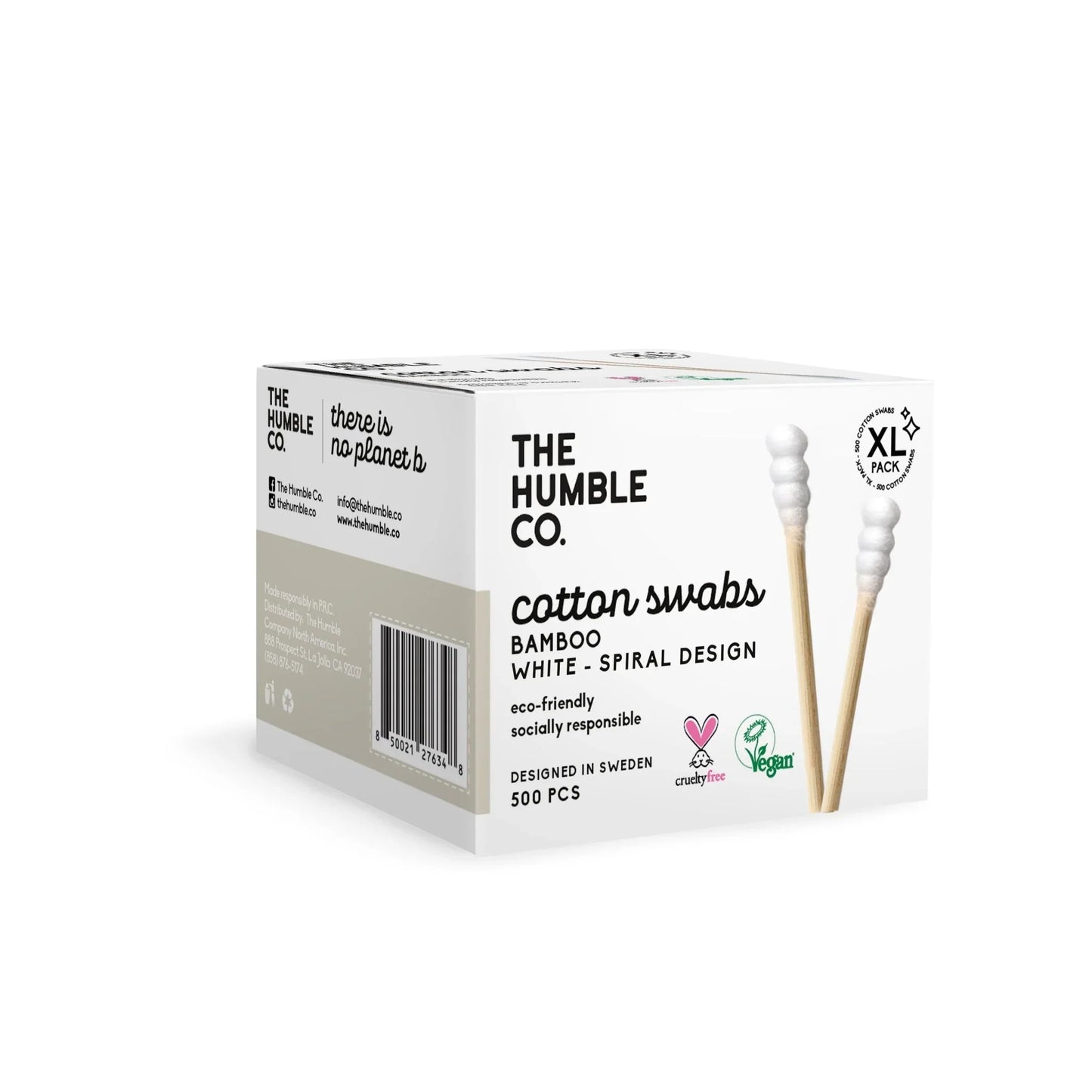 The Humble Co. - Bamboo Cotton Swabs, 500 Count (Case of 4) - Eco-Friendly Swabs