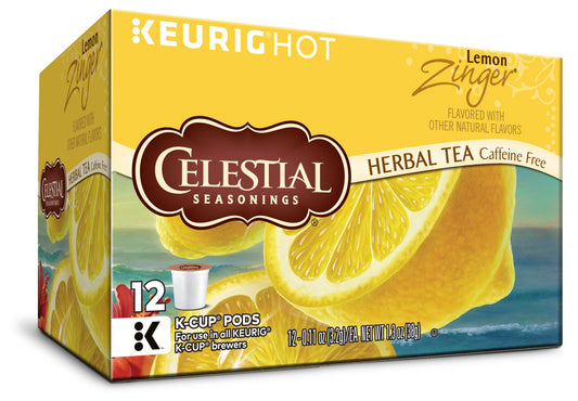 Celestial Seasonings Lemon Zinger Herbal Tea K-Cups, Pack of 6 or 12