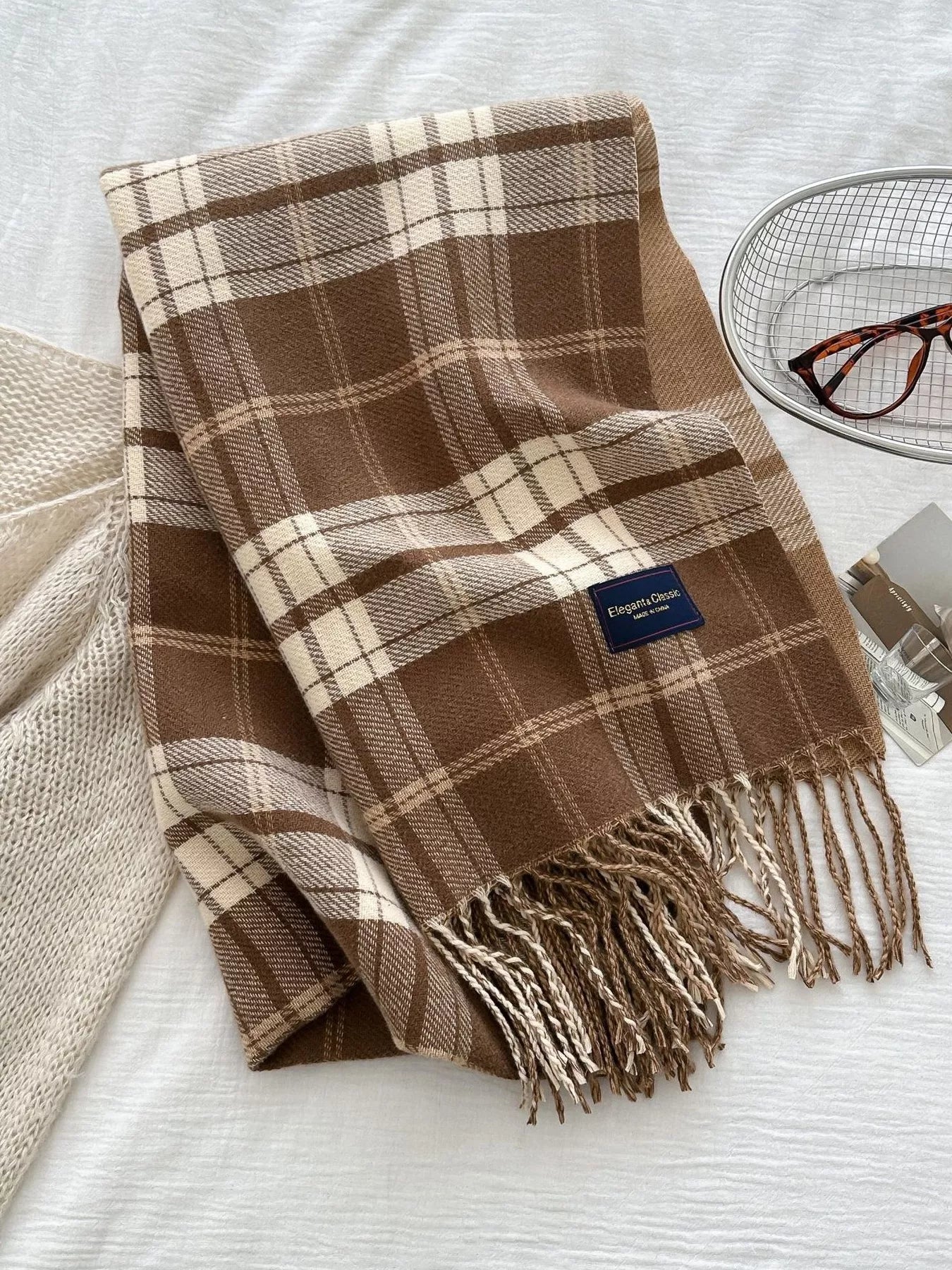 Classic Fringe Plaid Scarf