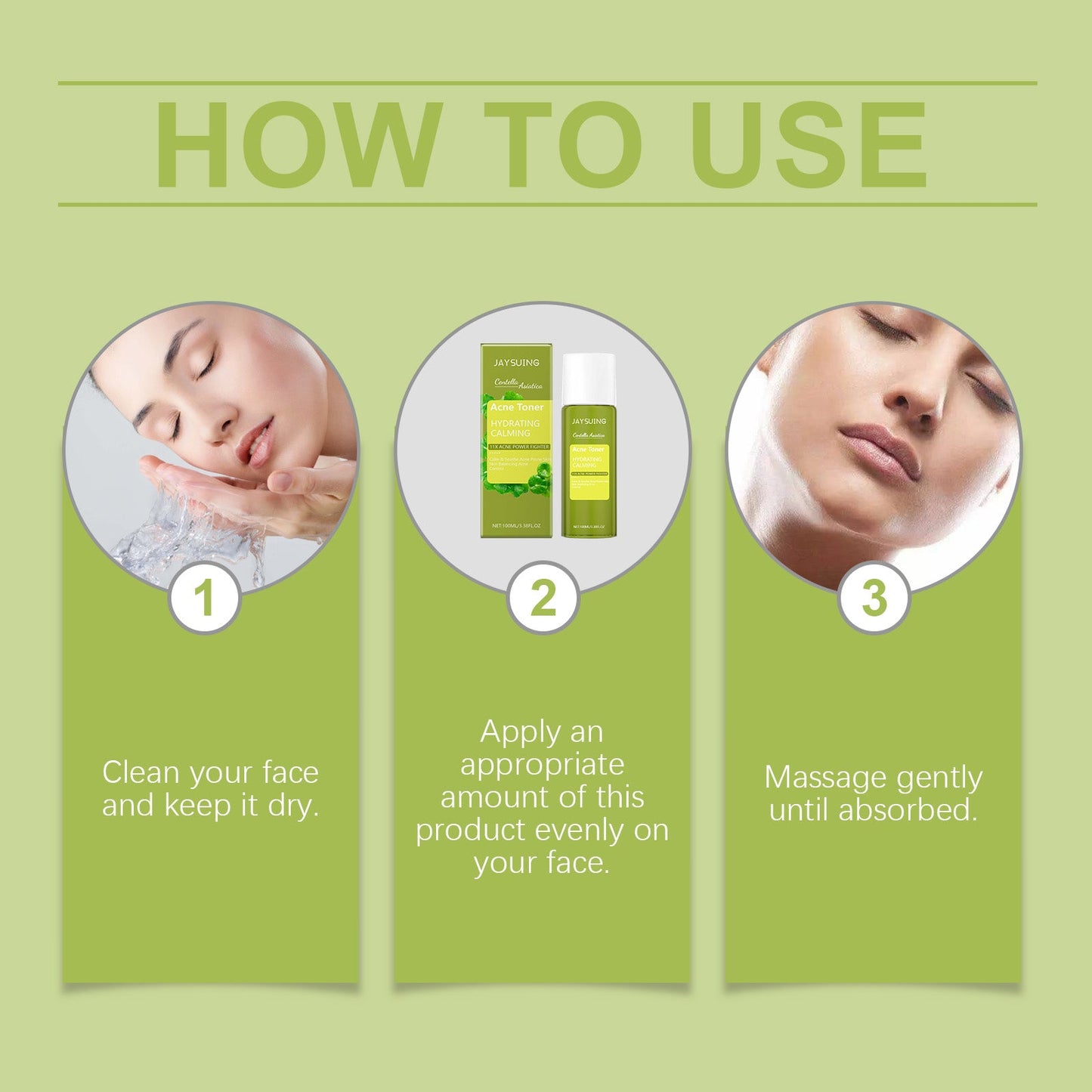 Jaysuing Asiaticum Toner, Fruit Acid Wet Compress Acne Skin Care To Improve Skin Elasticity Refreshing Oil Control