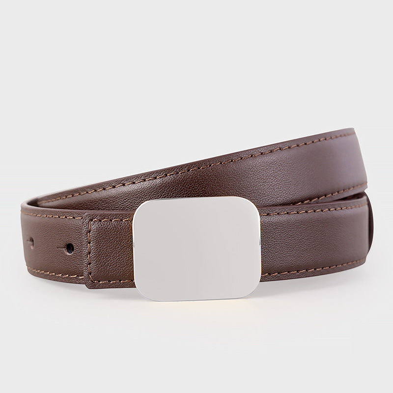 Square Buckle Leather Belt