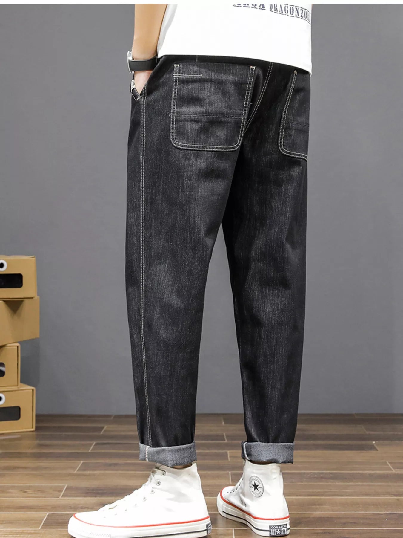 Men's Plus Size Casual Loose Fit Wash Jeans