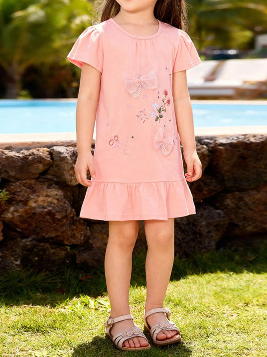 Children's Ruffled Hem Short Sleeve Dress