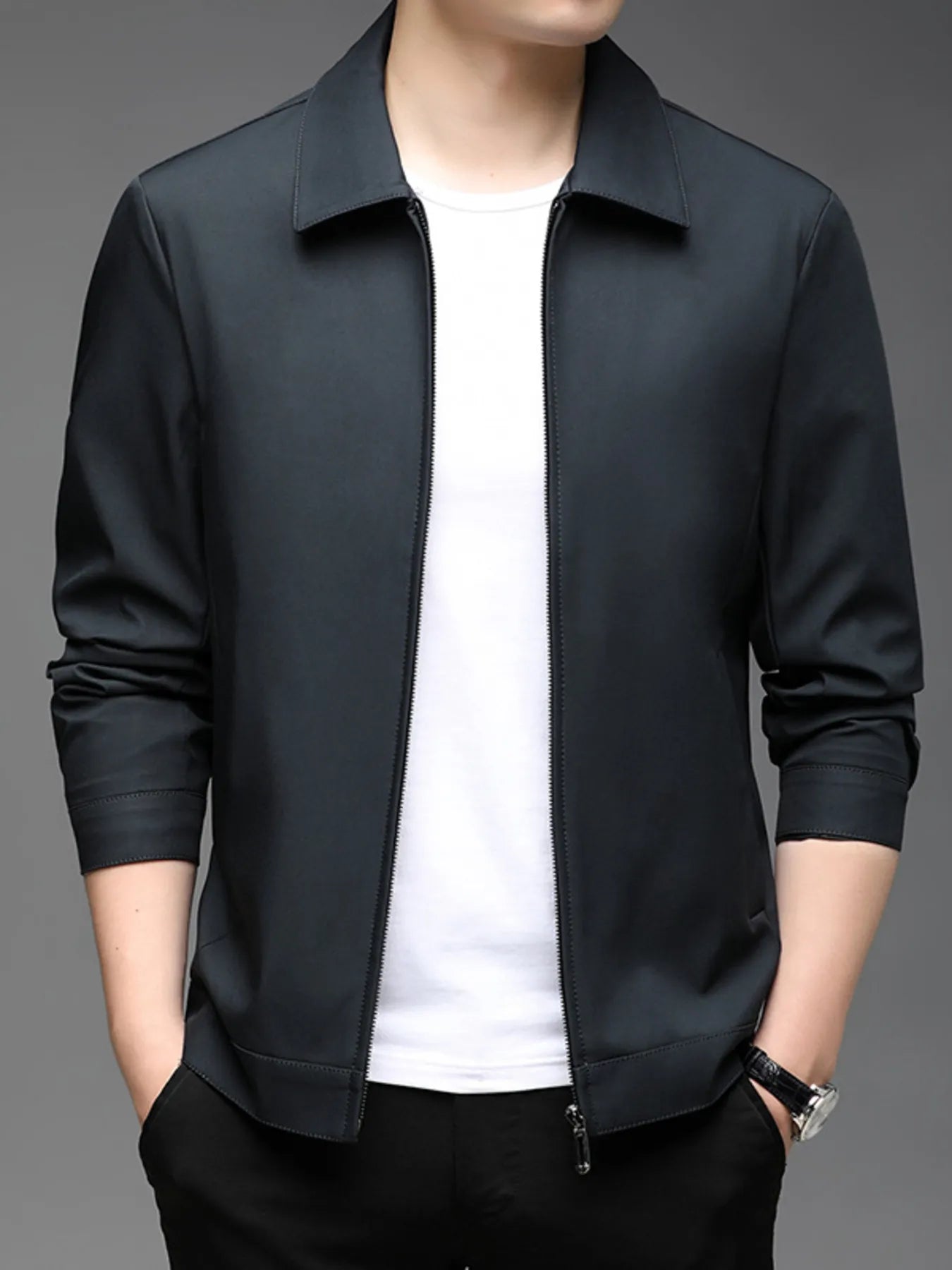 Men's Plus Size Zip-Up Casual Jacket
