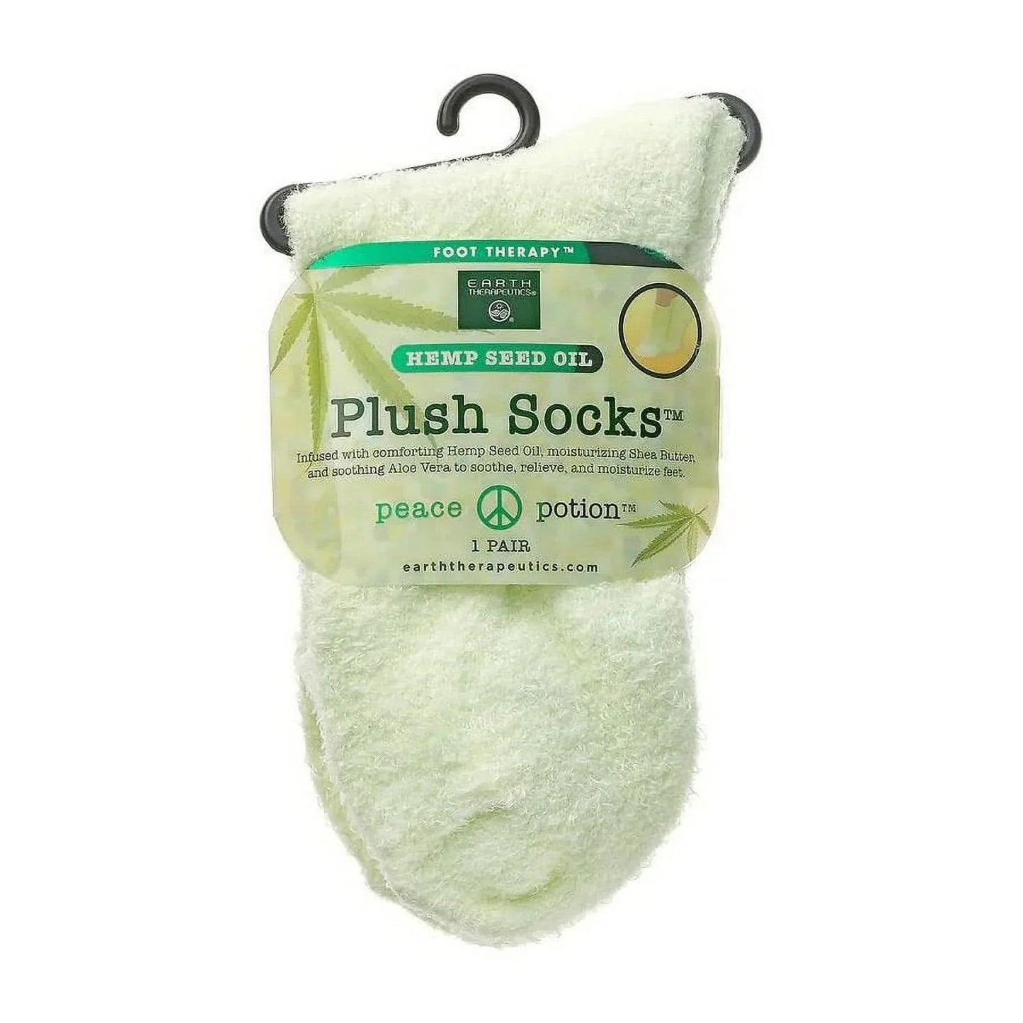 Earth Therapeutics - Aloe Socks, Green Hemp Seed Oil, 1 Pair - Moisturizing Foot Treatment