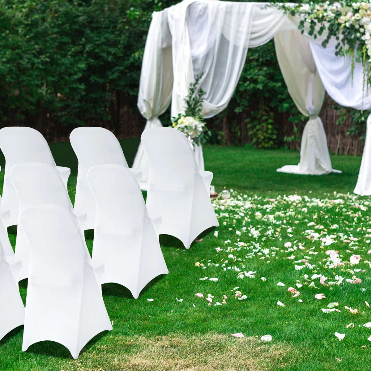 VEVOR White Stretch Spandex Chair Covers - 30 PCS, Folding Kitchen Chairs Cover, Universal Washable Slipcovers Protector, Removable Chair Seat Covers, For Wedding Party Dining Room Banquet Event