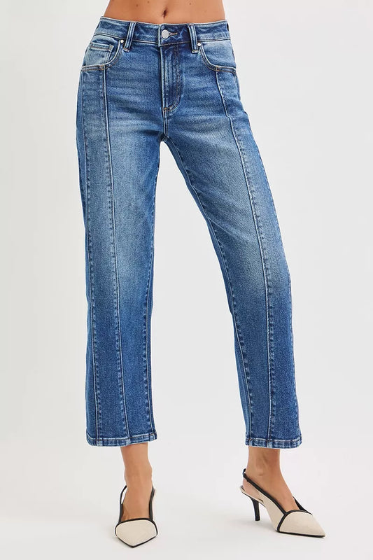 RISEN High Rise Crop Straight Jeans