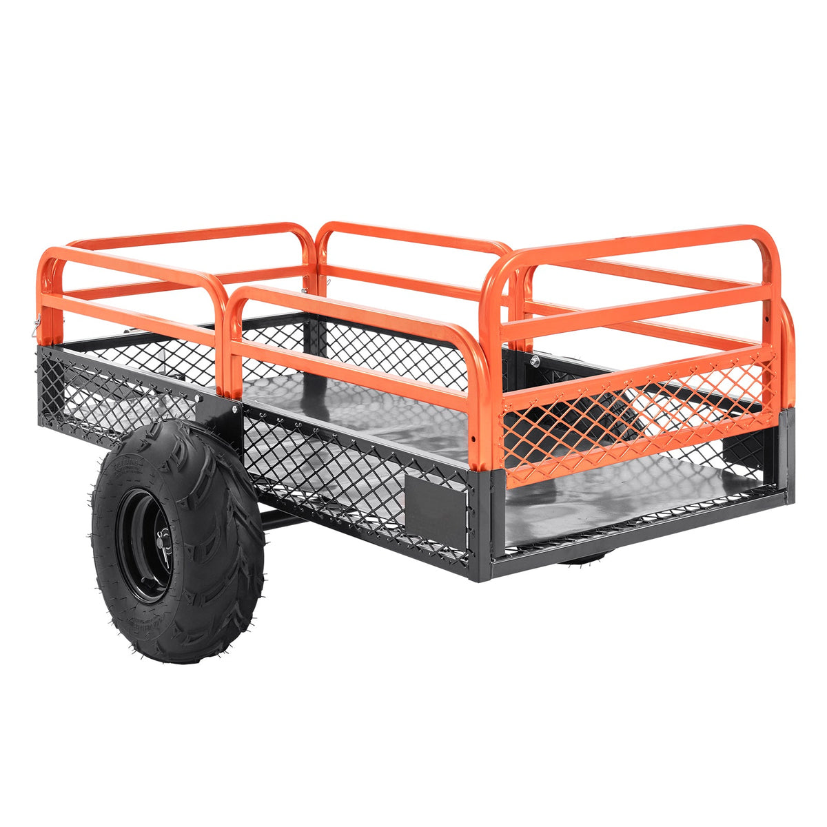 VEVOR Heavy Duty Steel ATV Dump Trailer, 1500-Pound Load Capacity 15 Cubic Feet, Tow Behind Dump Cart Garden Trailer, With Removable Sides And 2 Tires, For Mowers, Tractors, ATV, UTV