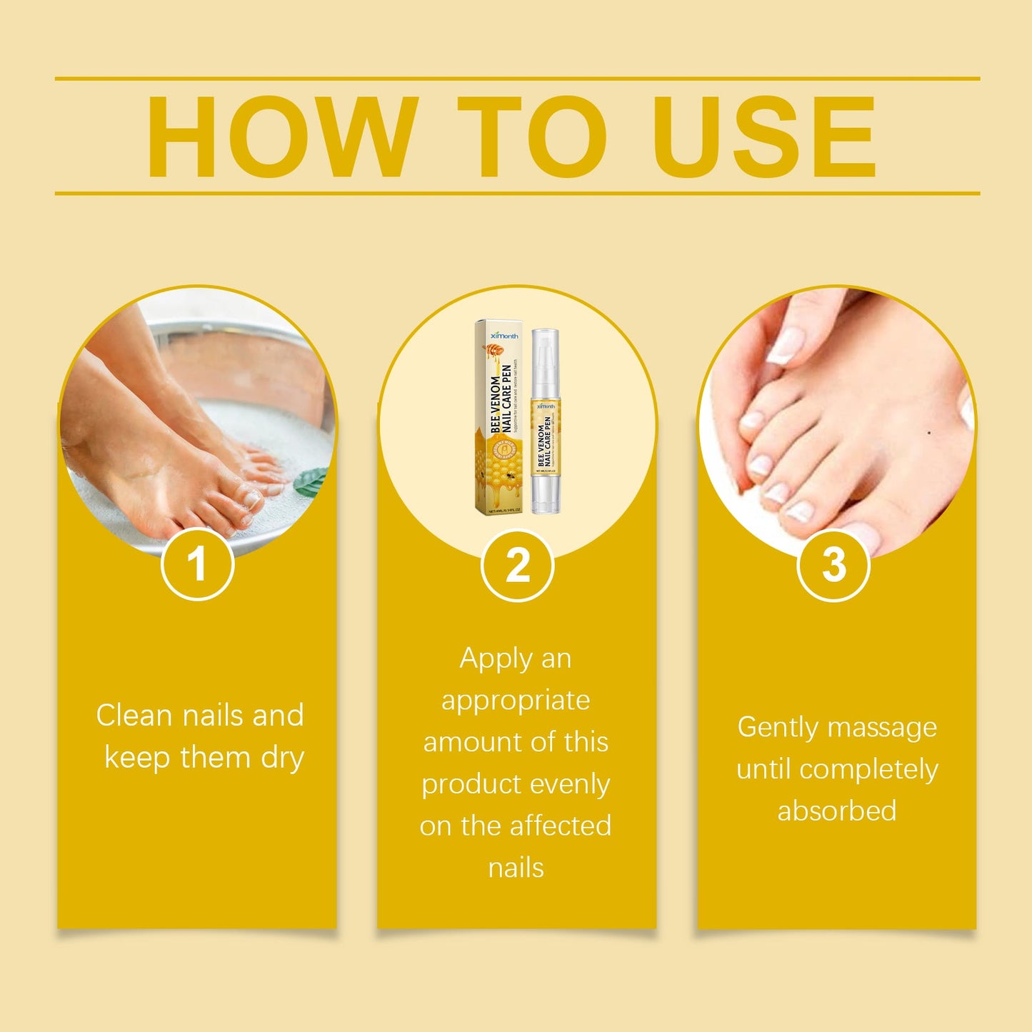 Ximonth Bee Venom Grey Nail Care Pen Brightening Nail Thickening Clean Moisturizing Anti-Barb Repair Nail Care