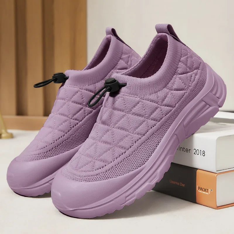 Drawstring Mesh Round Toe Sneakers