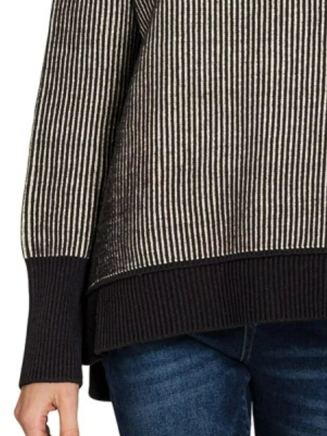 Zenana Exposed Seam Two Tone Ribbed Sweater
