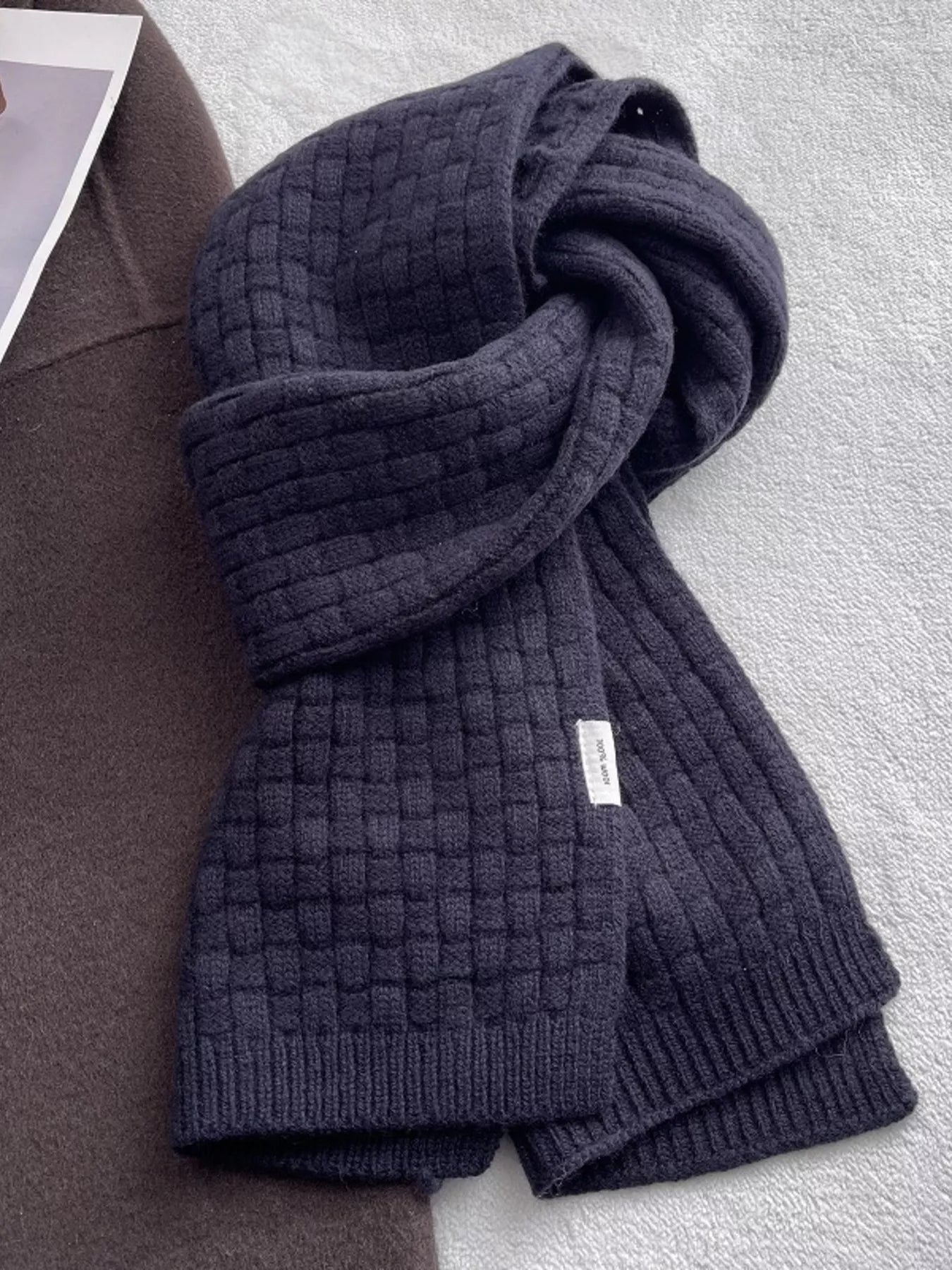 Wool Woven Pattern Knitted Scarf