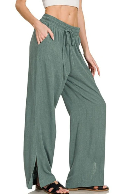 Zenana Linen Drawstring Pants