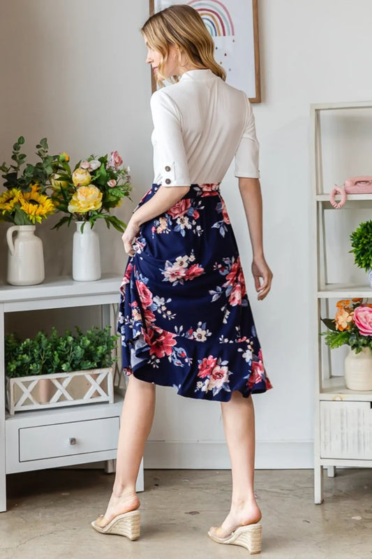 Reborn J Floral Wrap Ruffled Dress