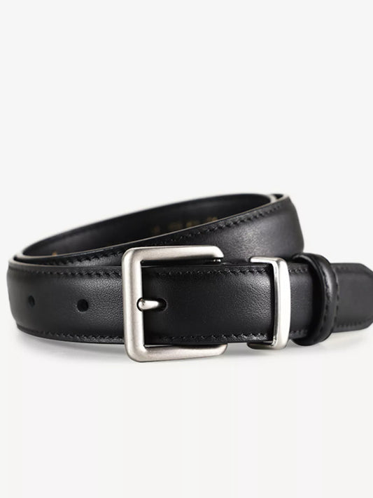 Classic Leather Belt with Square Buckle