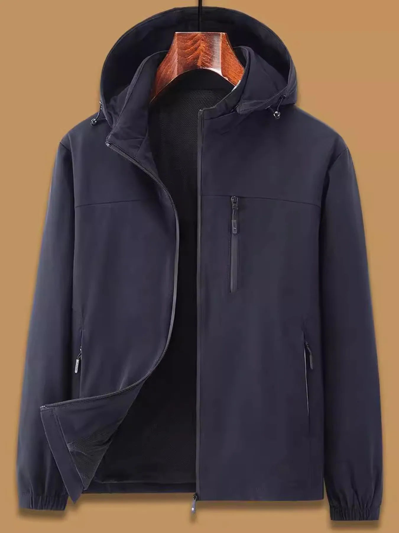 Men's Plus Size Zip Up Long Sleeve Hooded Jacket