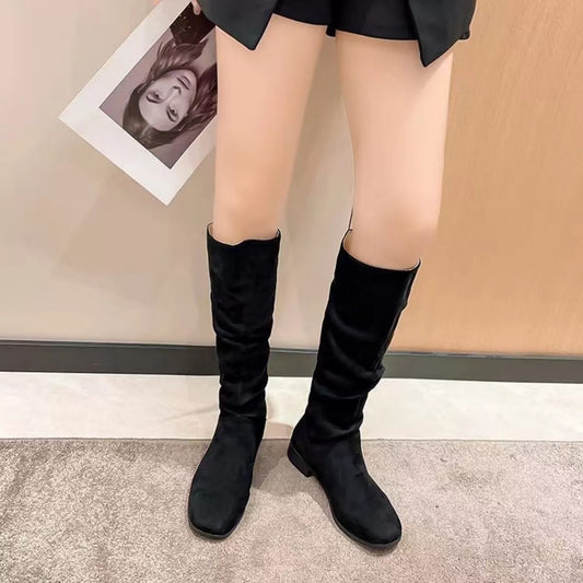 Round Toe Block Heels Boots