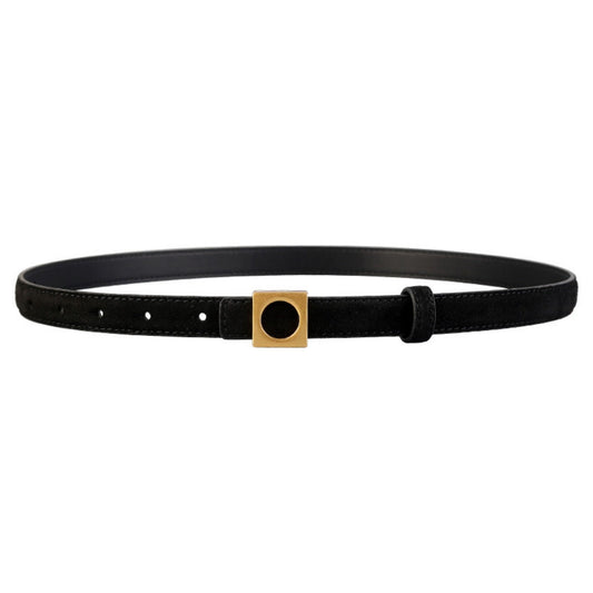 Leather Square Buckle Skinny Belt