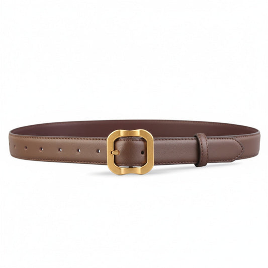 Leather Belt with Golden Buckle