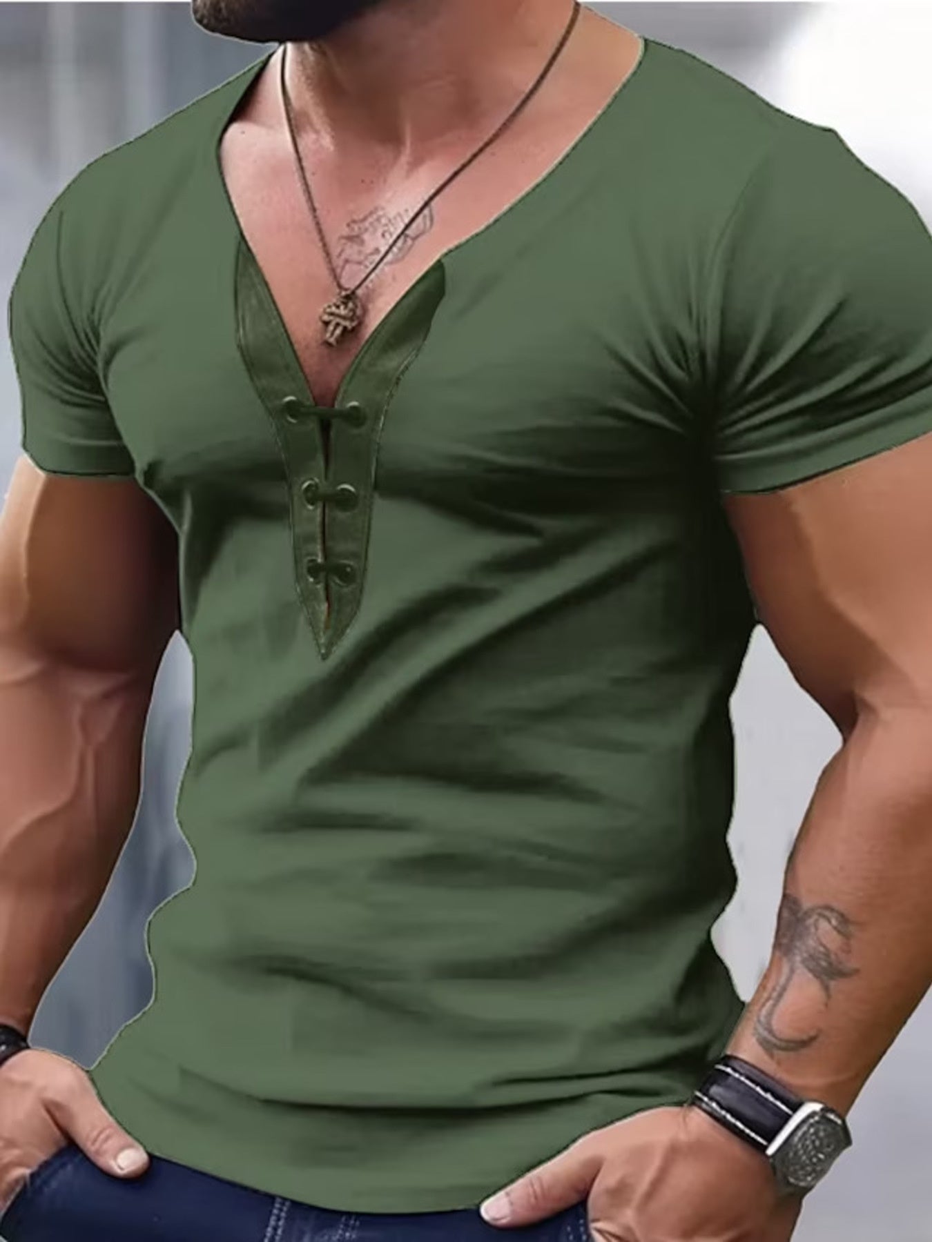 Men's Full Size Solid Color Short Sleeve T-Shirt Plus Size