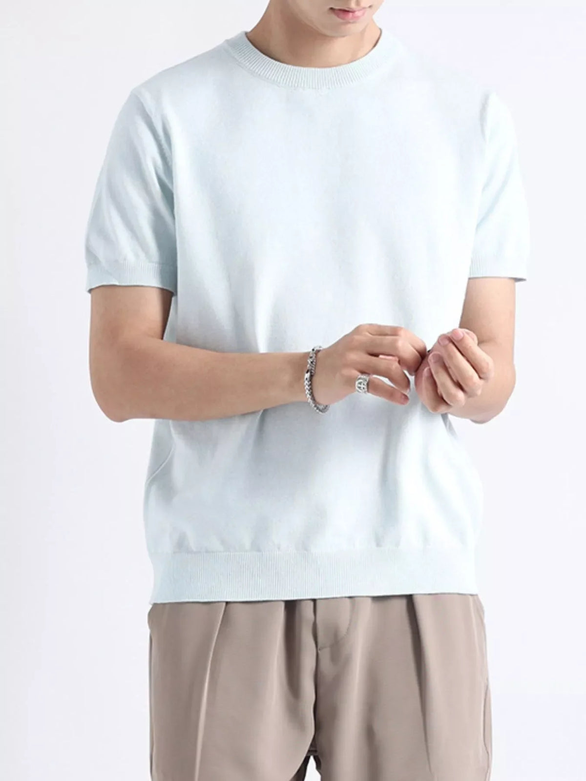Men's Plus Size Casual Knitted Short Sleeve T-Shirt