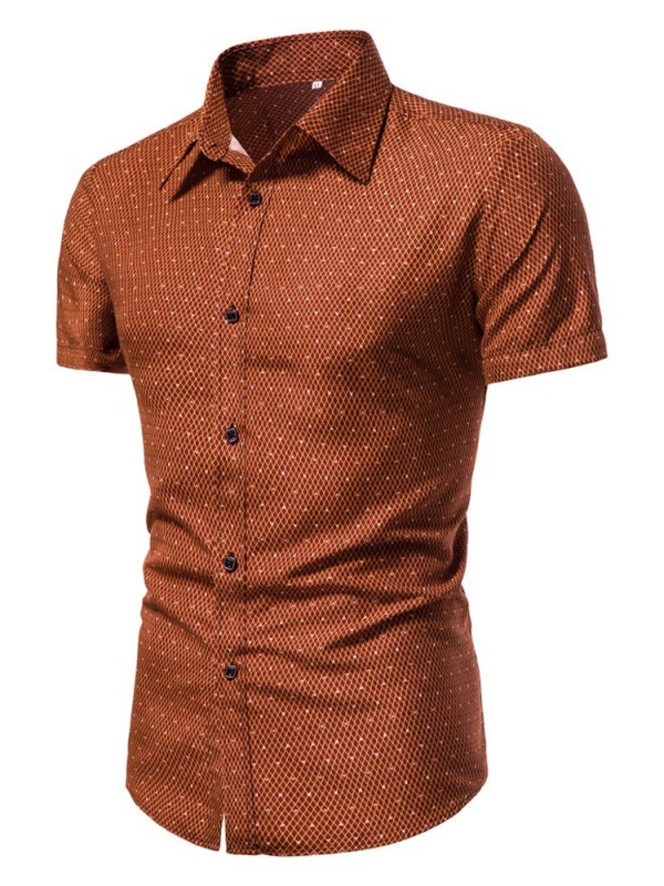 Men's Slim Fit Short Sleeve Dotted Shirt