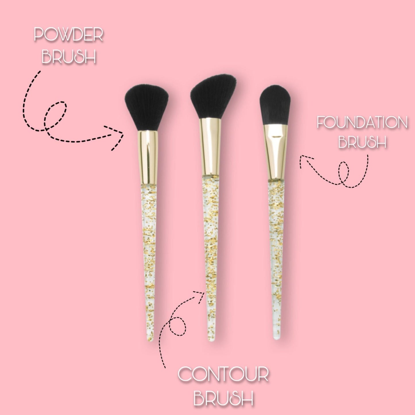 Gold Flakes 3-Piece Brush Set