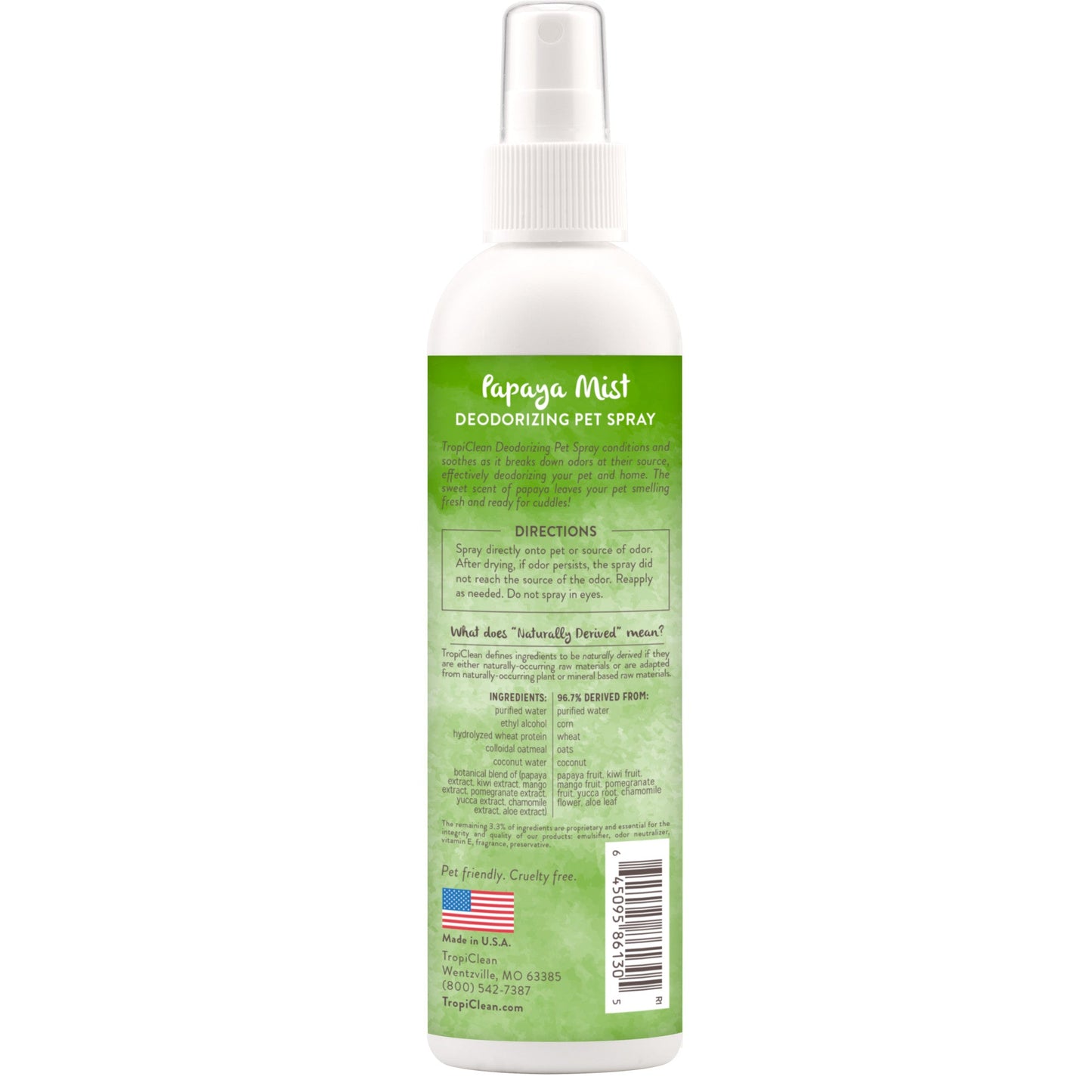 8oz Tropiclean Pet Deodorizer Spray Papaya Mist