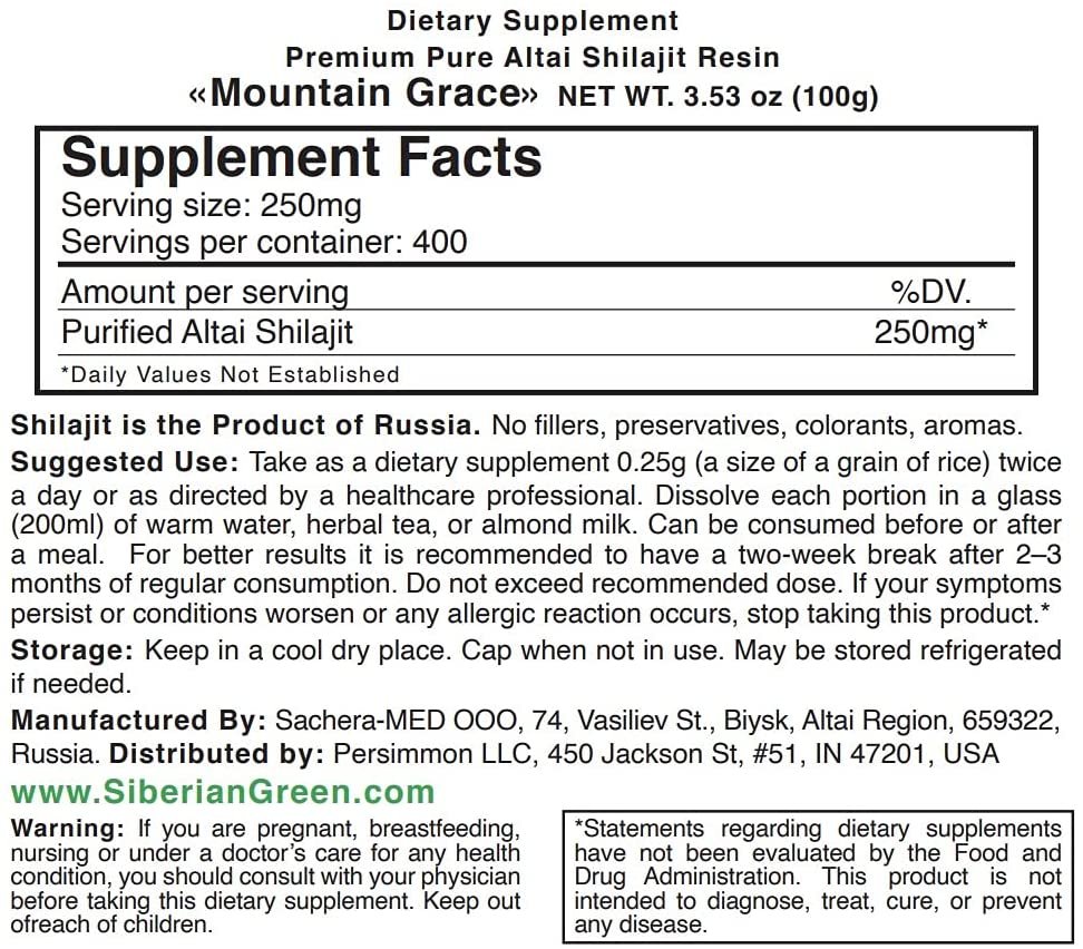 Siberian Shilajit Altai Mumijo Resin | Mountain Grace 100g (Sachera-Med)