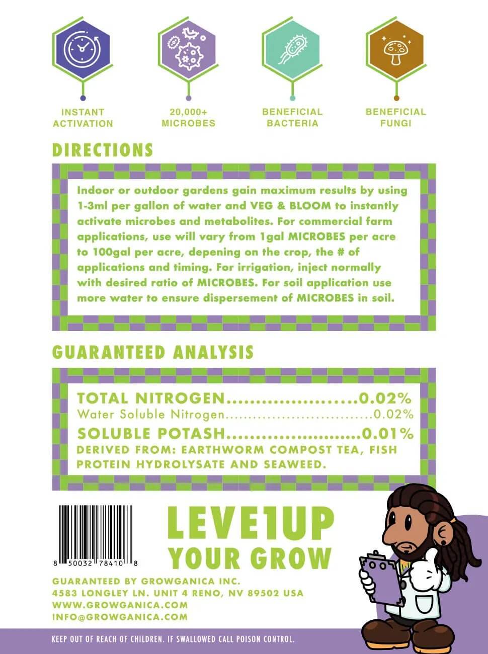 Growganica Microbes | Organic Full Spectrum Microbial Inoculant | Nitrogen Fixing, Boosts Soil Health, Root Growth & Nutrient Uptake