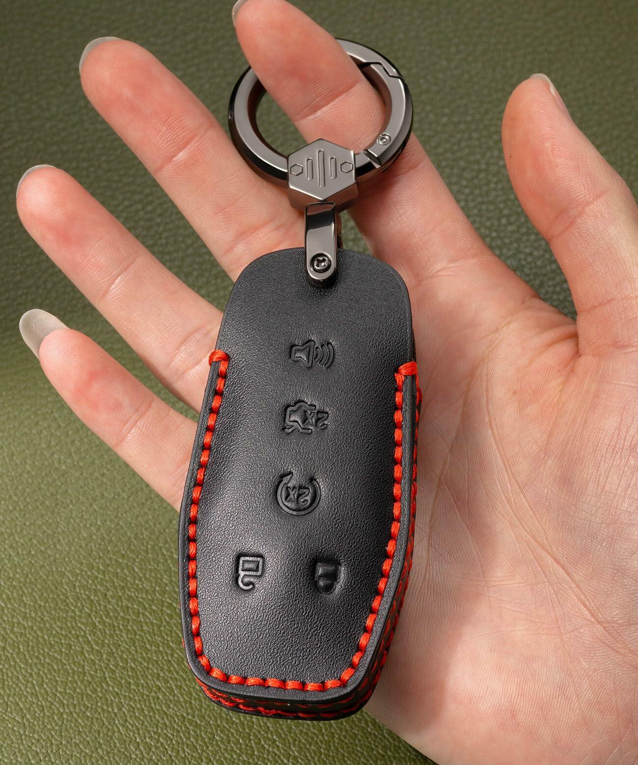 YONUFI Leather Key Fob Cover Remote Case Protector for Ford Explorer Escape