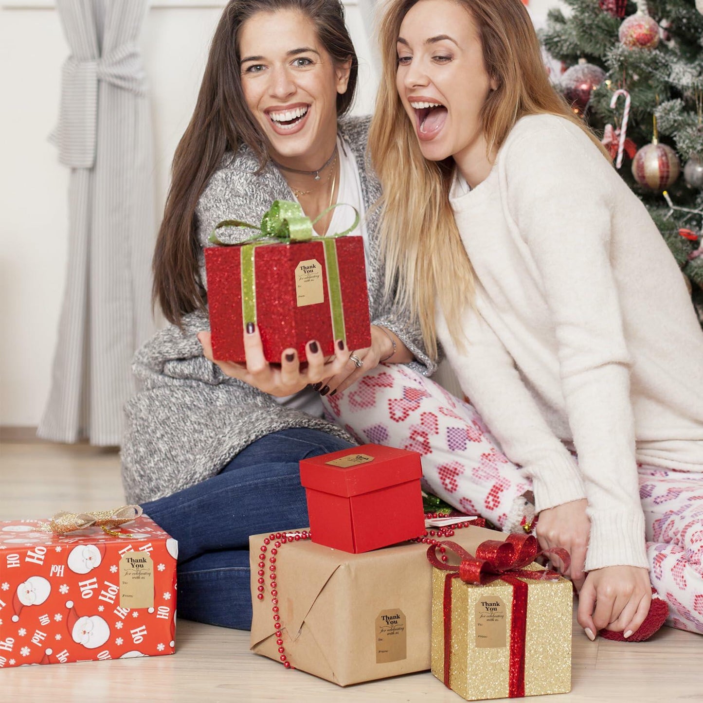 600 PCS Christmas Gift Tag Stickers 1.18x2in Self-Adhesive Labels