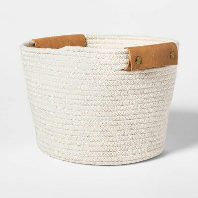 Brightroom 11" Decorative Coiled Rope Basket Oval Storage Cream Handles