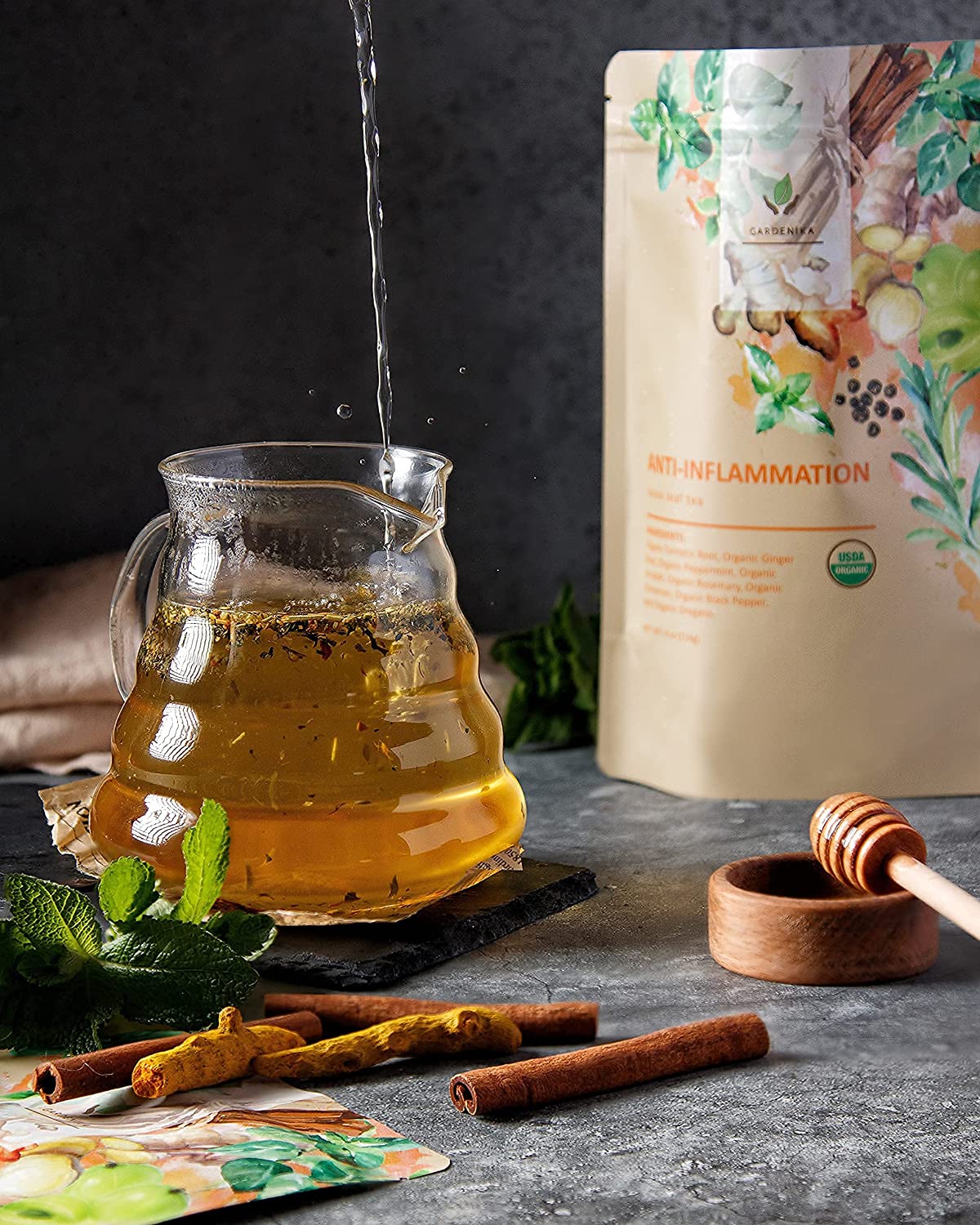 Anti-Inflammatea Loose Tea, Turmeric Ginger Herbal Blend | Organic & Kosher