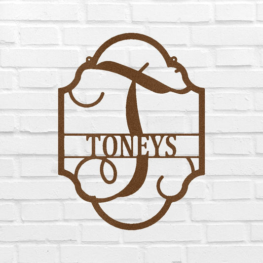 Family Name Plaque Personalized Gifts - Custom Metal Sign, Split Letter