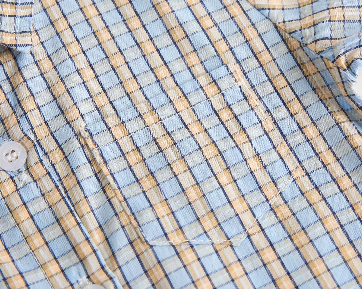 Baby Boy Plaid Pattern Single Breasted Design Polo-Neck Shirt Combo Shorts